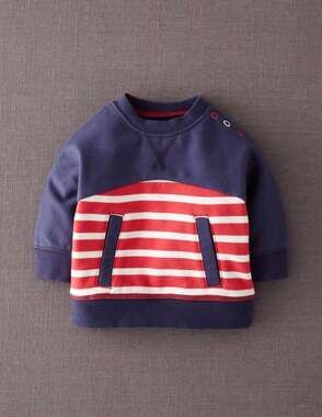 Mini Boden Boys Colorblock Red White Blue Sweatshirt 2-3 Years